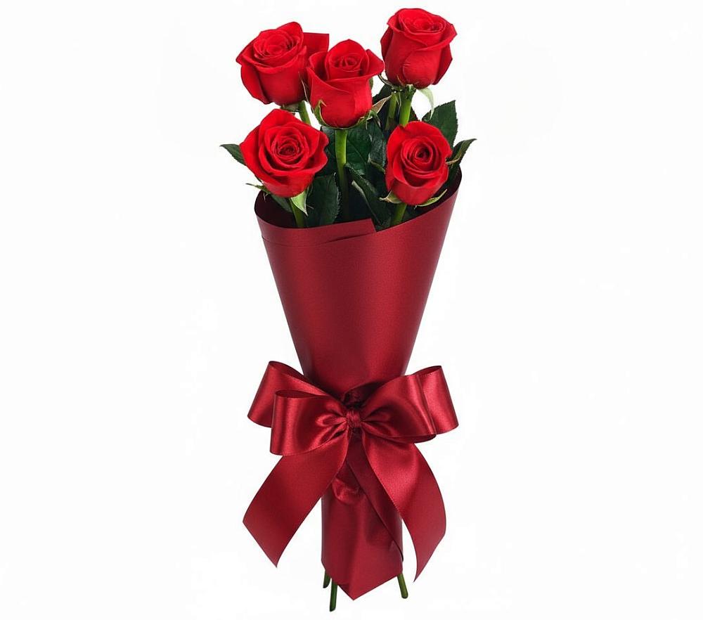 Букет 5 Красных роз Эдлесс Лав в Прогрессе