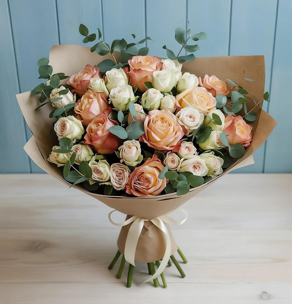 Букет цветов из: Альстромерии и Розы в Прогрессе