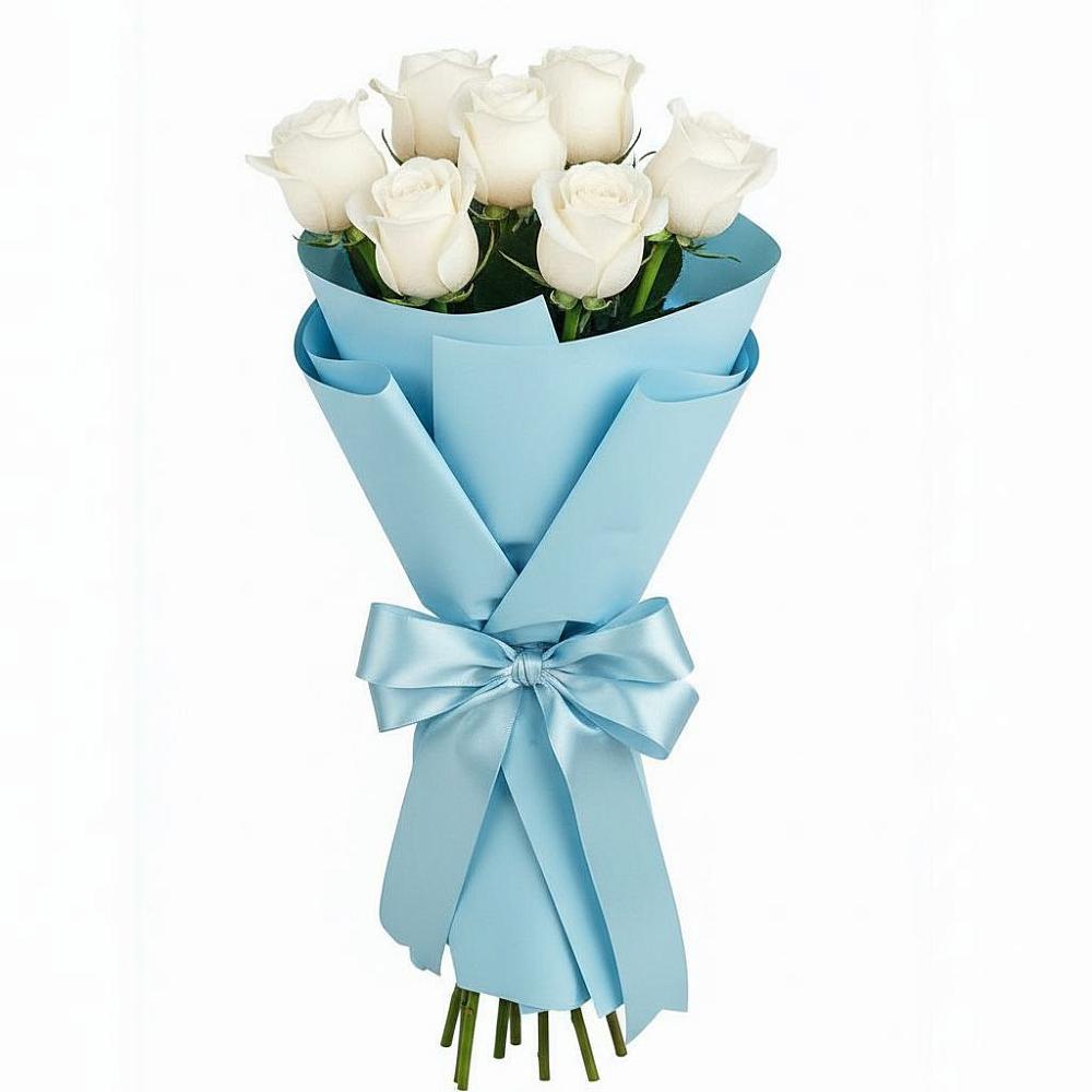 Букет 7 белых роз Проуд в Прогрессе