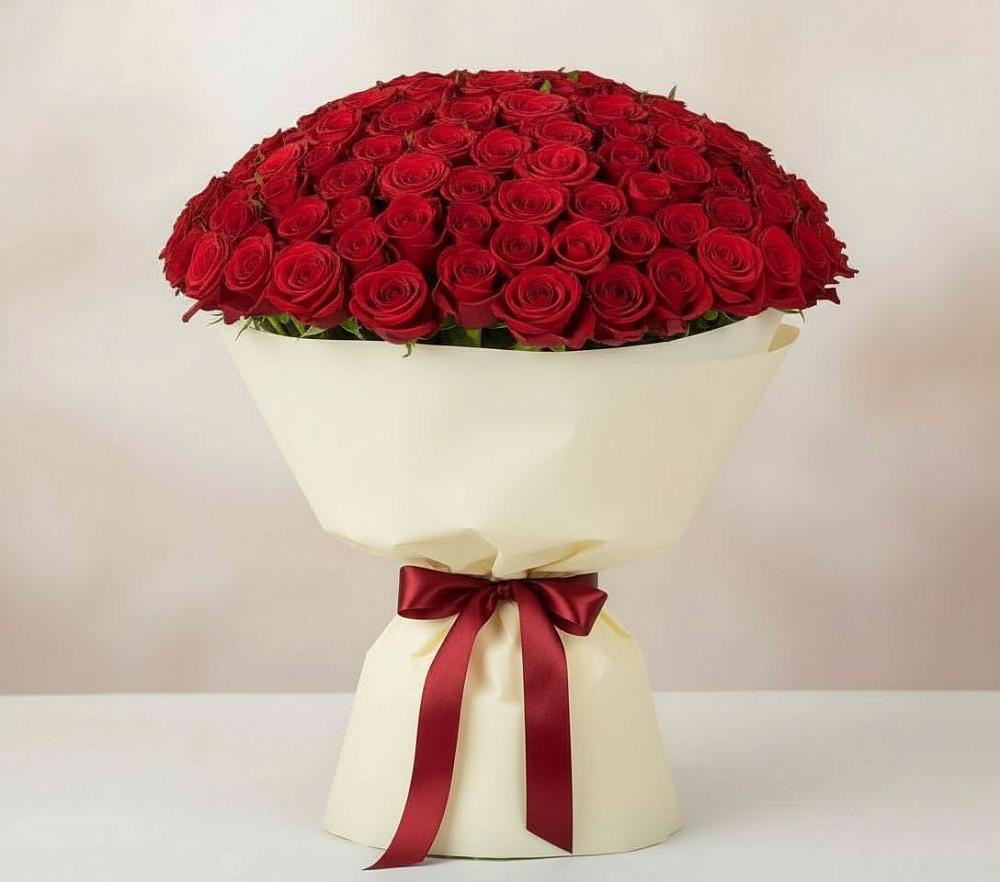 Букет 101 Красная роза Милано в Прогрессе