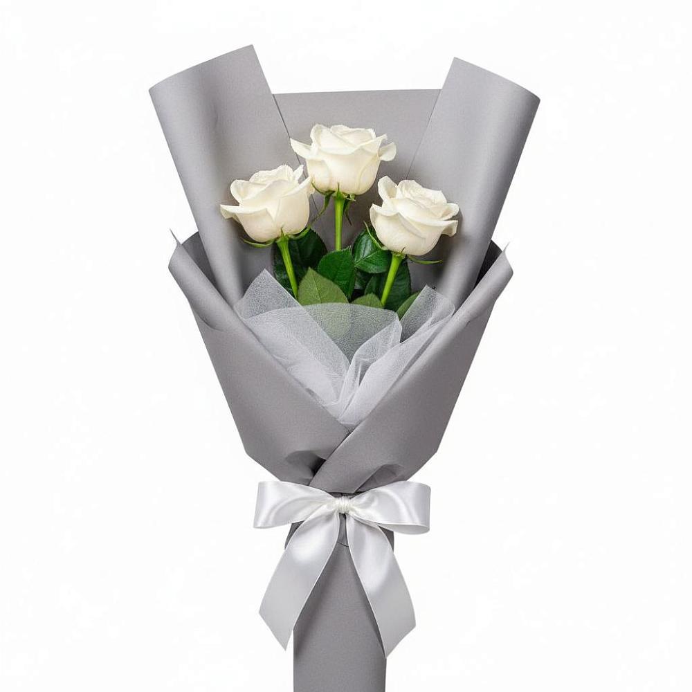 Букет 3 белые розы в Прогрессе