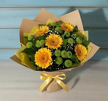 Букет цветов из:  Герберы и Хризантемы в Прогрессе