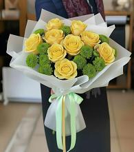 Букет цветов из:  Хризантемы и Розы в Прогрессе