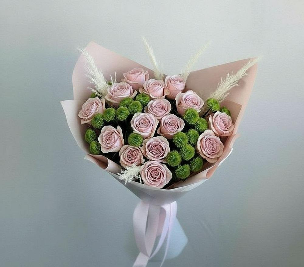 Букет цветов из: Розы и Хризантемы в Прогрессе