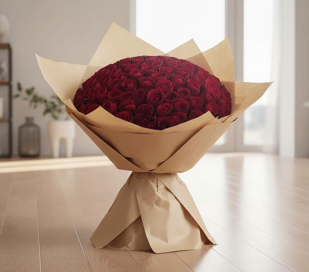 Букет 101 Красная роза в Прогрессе