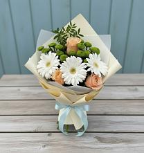 Букет цветов из:  Герберы, Розы и Хризантемы #REPLACE_PRED# Прогрессе