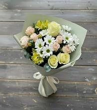 Букет цветов из:  Альстромерии, Розы и Хризантемы в Прогрессе
