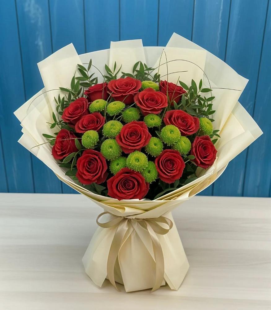 Букет цветов из: Розы и Хризантемы в Прогрессе