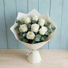 Букет Белые розы в Эвкалипте в Прогрессе
