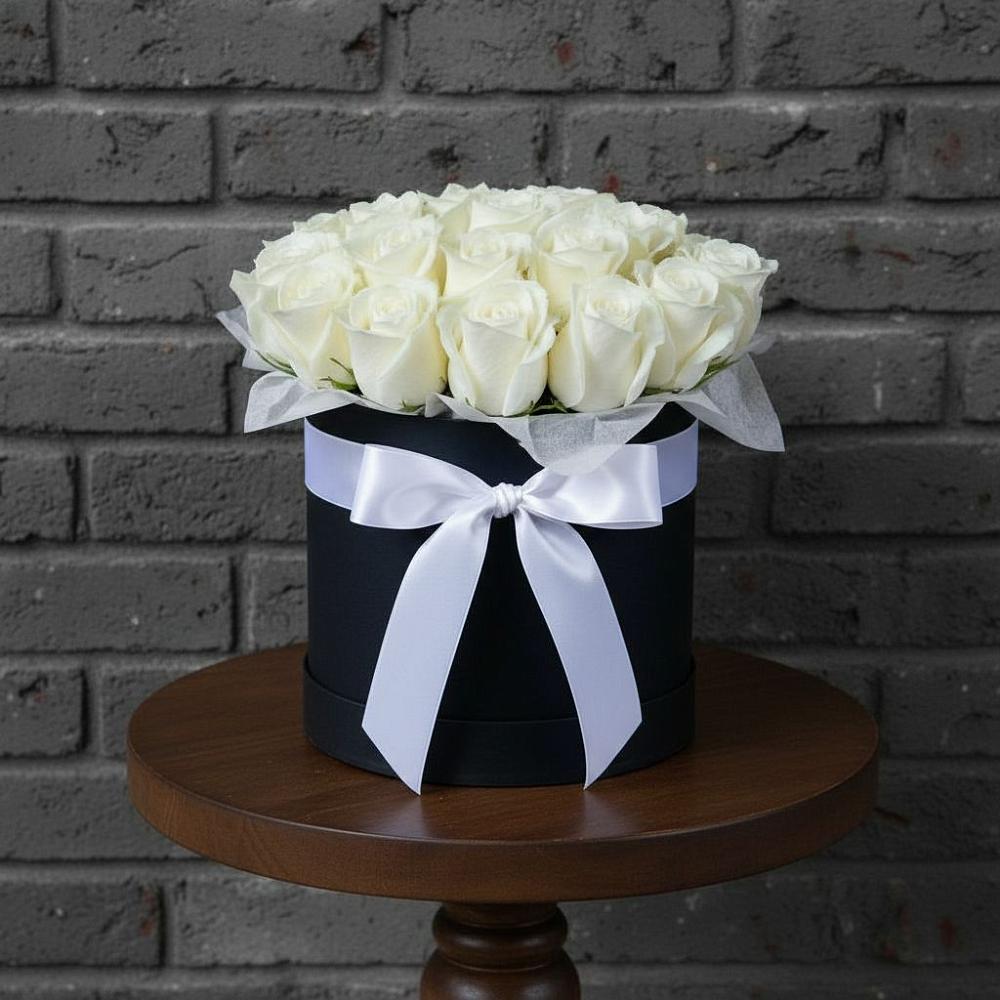 Цветочная композиция из Розы в шляпной коробке в Прогрессе