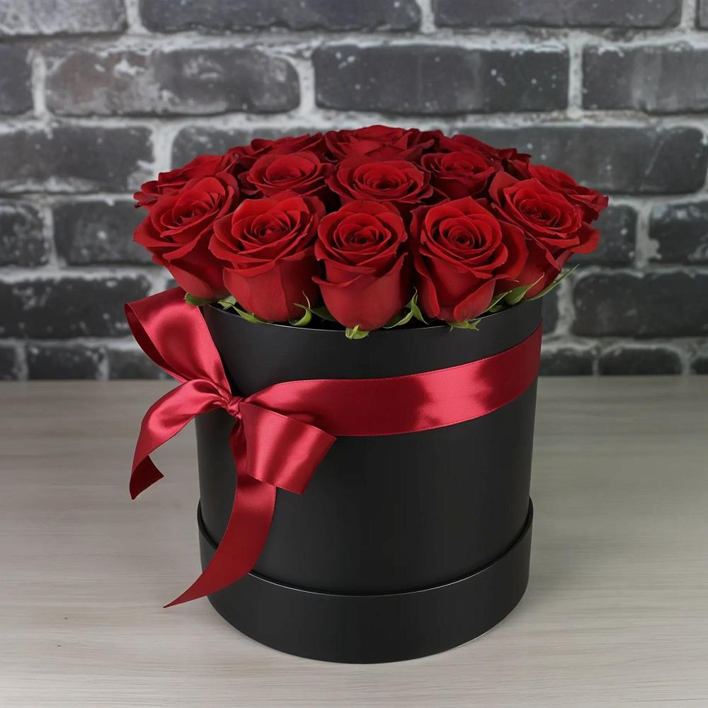 Цветочная композиция из Розы в шляпной коробке в Прогрессе